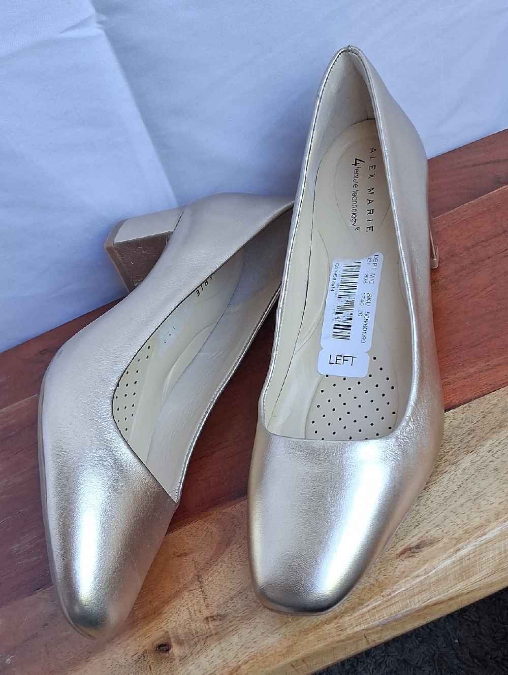 Alex Marie Gold Block Heels Comfort Shoes 8